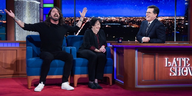 Watch Dave Grohl’s Mom Embarrass Him With Middle School Report Card on “Colbert”